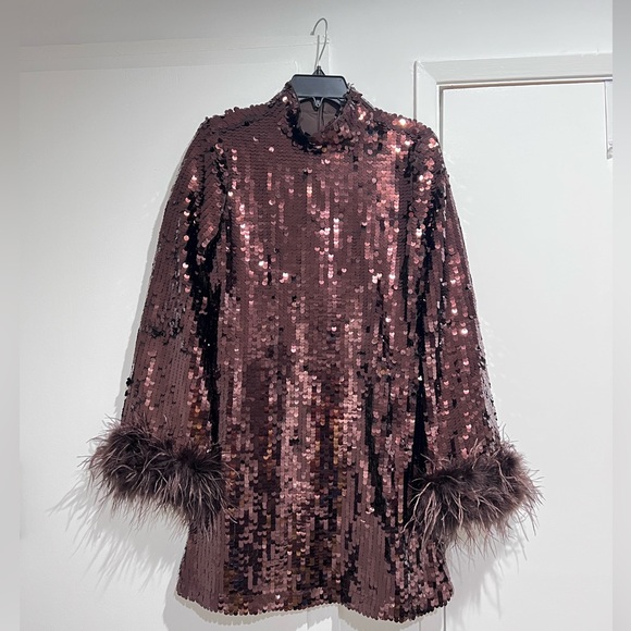 Forever Unique LIMITED EDITION CHOCOLATE SEQUIN MINI DRESS - Picture 8 of 9